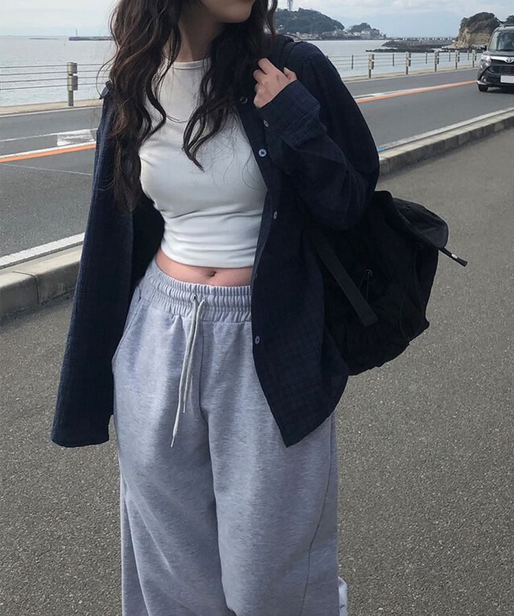 チェックナチュラルフィットシャツ NAVY