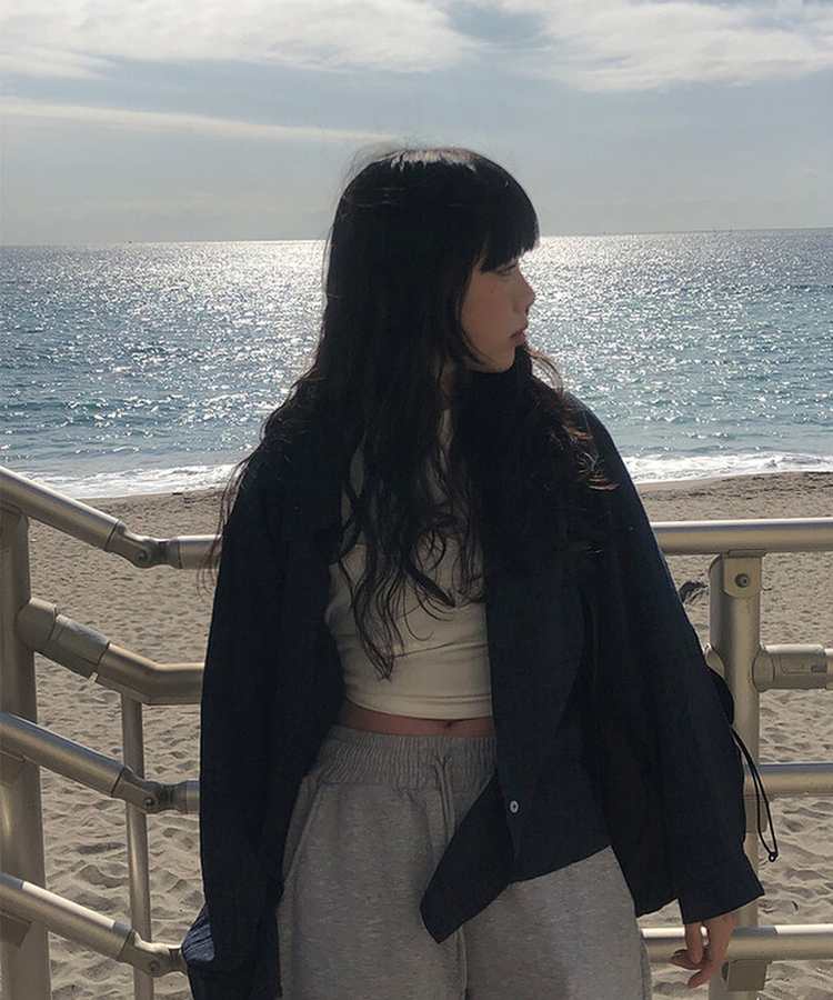 チェックナチュラルフィットシャツ NAVY