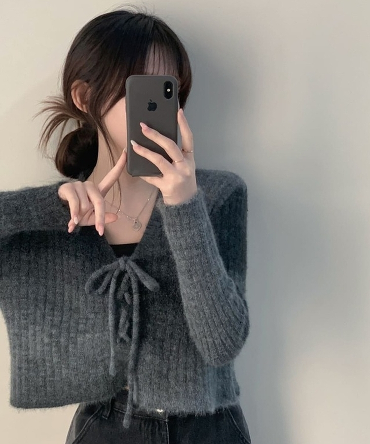 コルセットクロップドカーディガン GREY