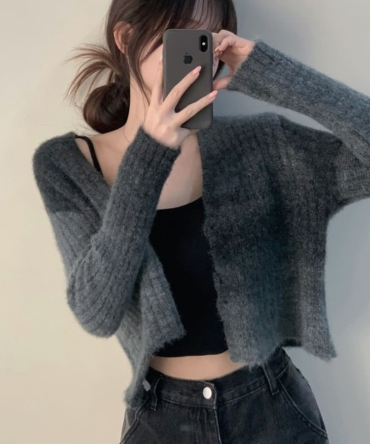 コルセットクロップドカーディガン GREY
