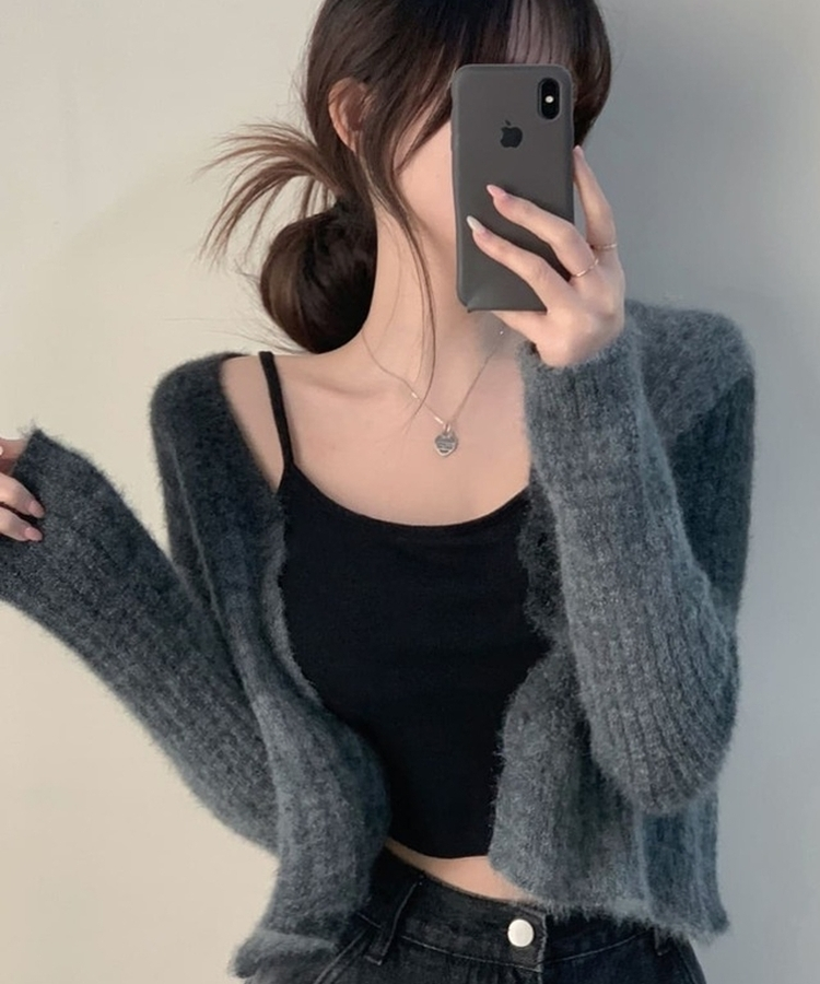 コルセットクロップドカーディガン GREY