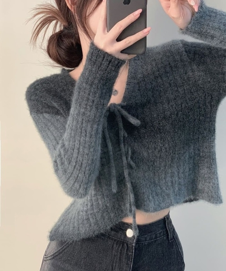 コルセットクロップドカーディガン GREY