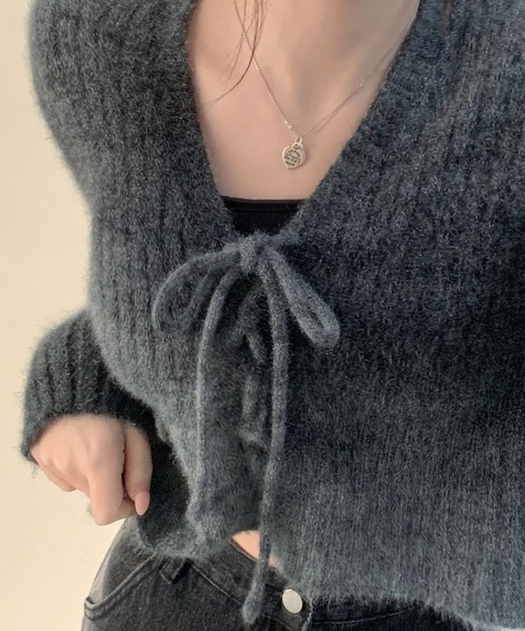 コルセットクロップドカーディガン GREY