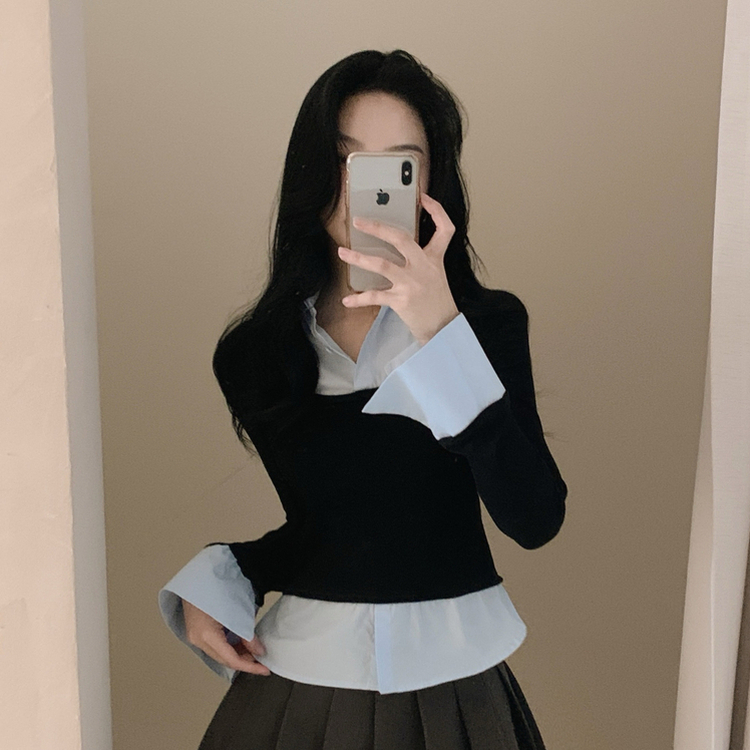 スリムレイヤード長袖Ｔシャツ BLACK