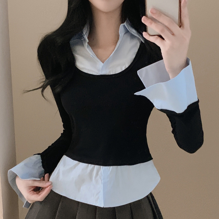 スリムレイヤード長袖Ｔシャツ BLACK