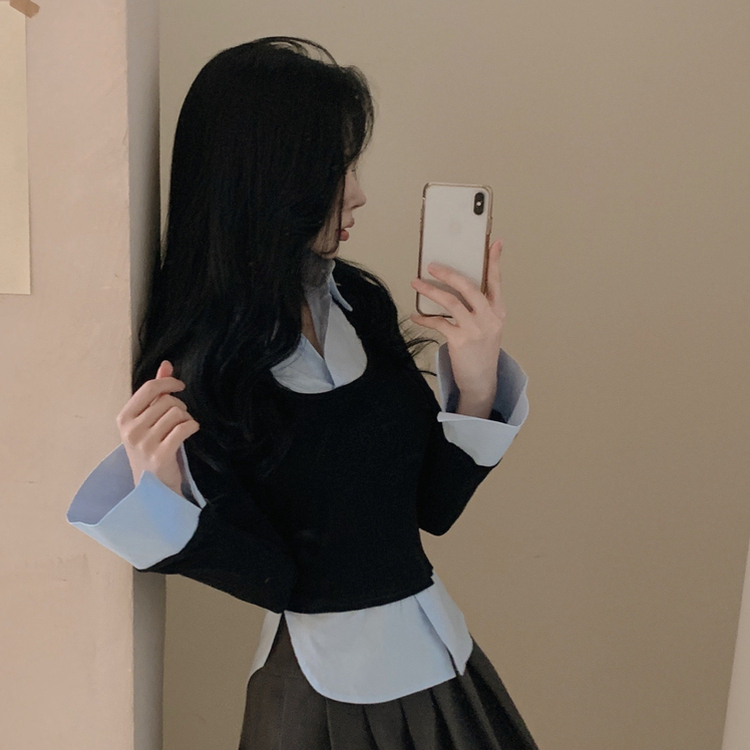 スリムレイヤード長袖Ｔシャツ BLACK