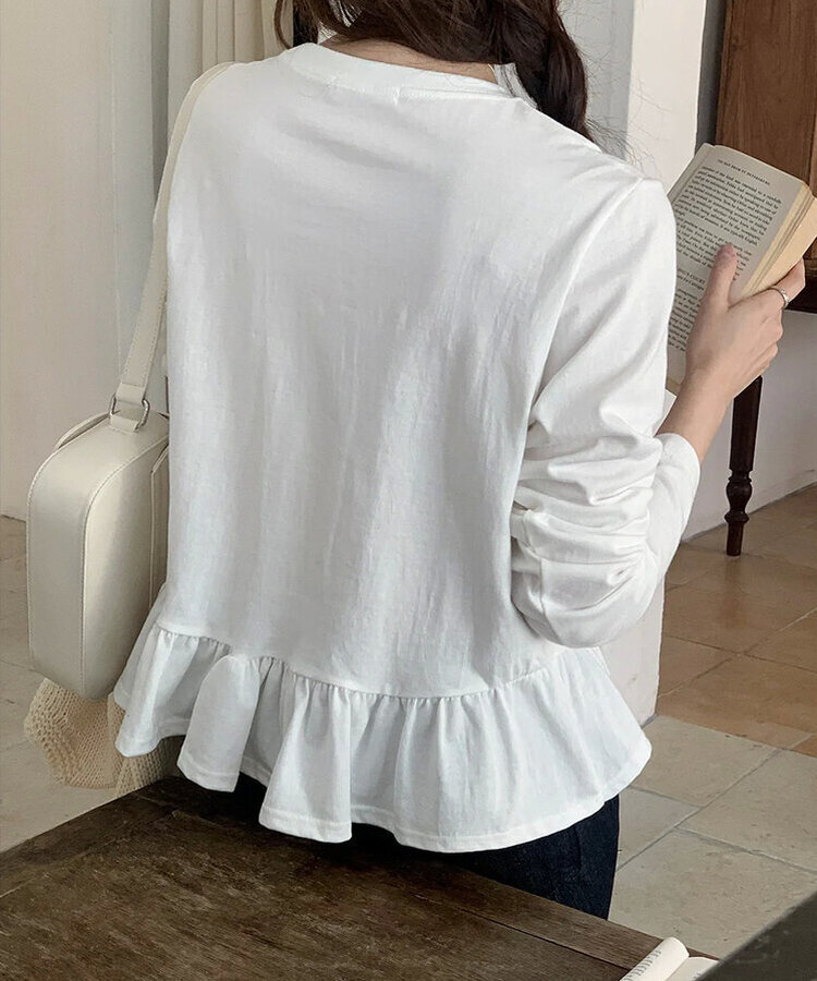 フリル長袖Ｔシャツ IVORY