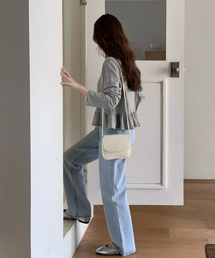 フリル長袖Ｔシャツ GREY