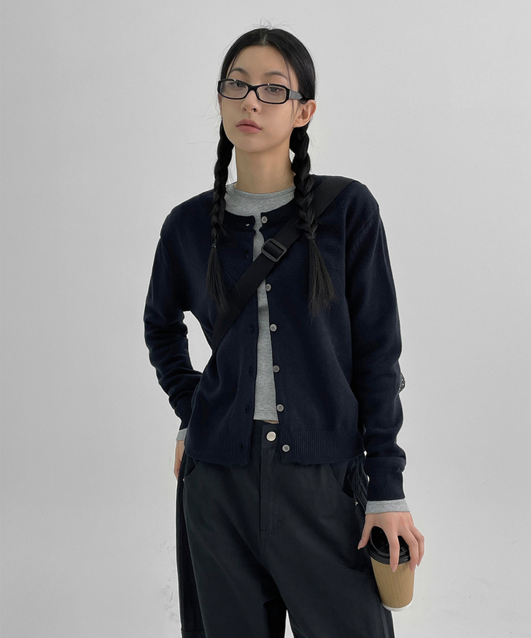 スリットコットンパンツ NAVY