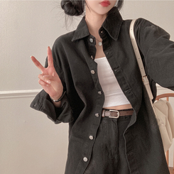 올티 데님 워싱 청남방 숏팬츠 투피스 세트 흑청