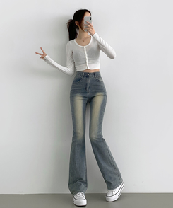 2XL일자 부츠컷 부담스럽지 않은 스판 데님팬츠 빈티지