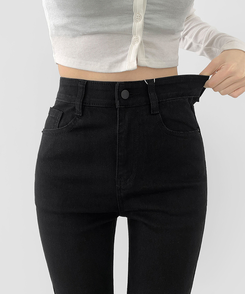 2XL일자 부츠컷 부담스럽지 않은 스판 데님팬츠 블랙