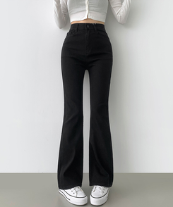 2XL일자 부츠컷 부담스럽지 않은 스판 데님팬츠 블랙