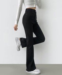 2XL일자 부츠컷 부담스럽지 않은 스판 데님팬츠 블랙