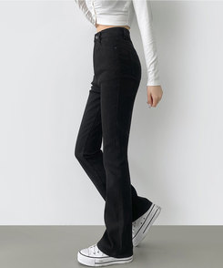 2XL일자 부츠컷 부담스럽지 않은 스판 데님팬츠 블랙