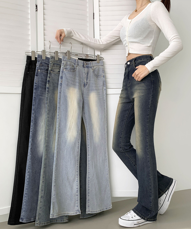 2XL일자 부츠컷 부담스럽지 않은 스판 데님팬츠 진청