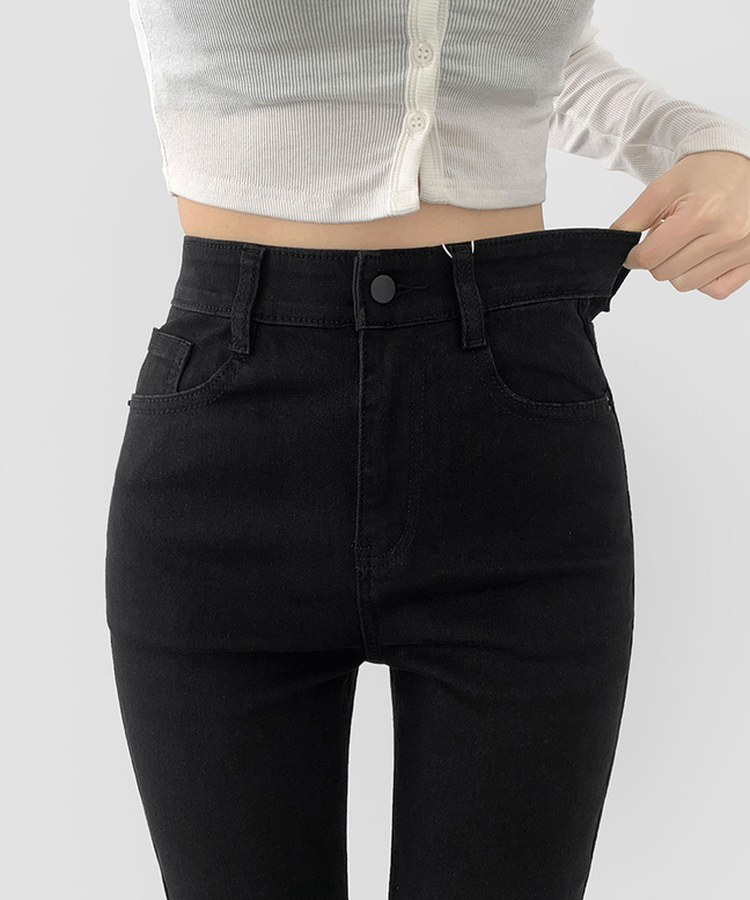 2XL일자 부츠컷 부담스럽지 않은 스판 데님팬츠 블랙