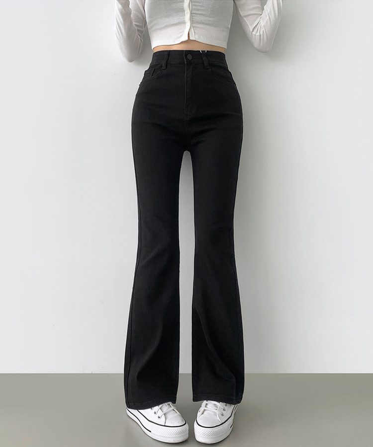 2XL일자 부츠컷 부담스럽지 않은 스판 데님팬츠 블랙