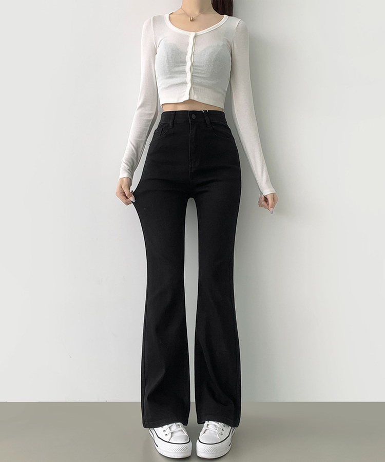 2XL일자 부츠컷 부담스럽지 않은 스판 데님팬츠 블랙