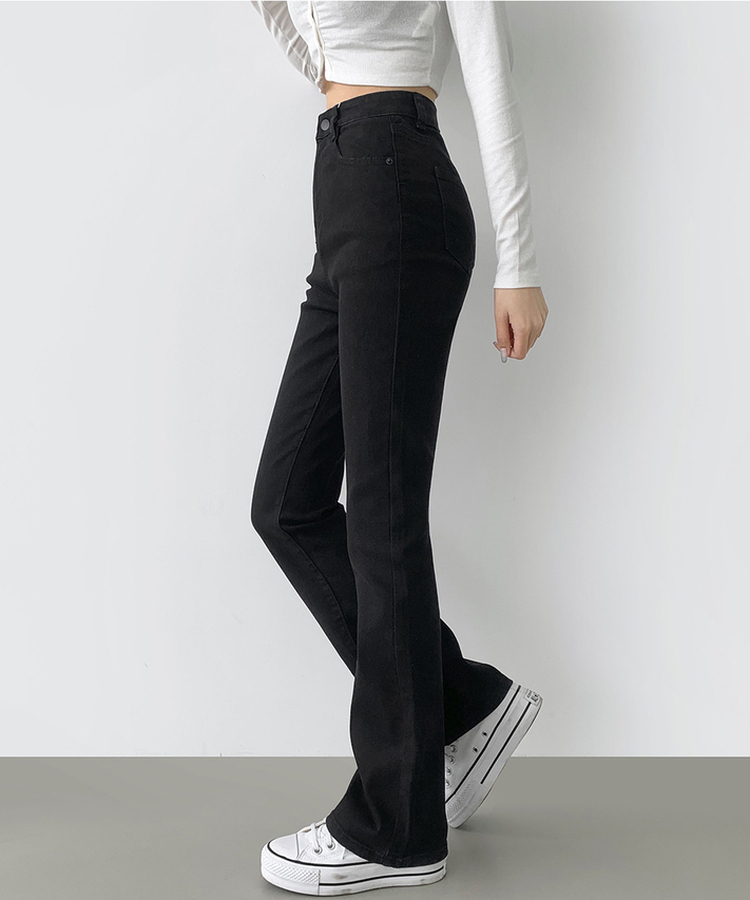 2XL일자 부츠컷 부담스럽지 않은 스판 데님팬츠 블랙