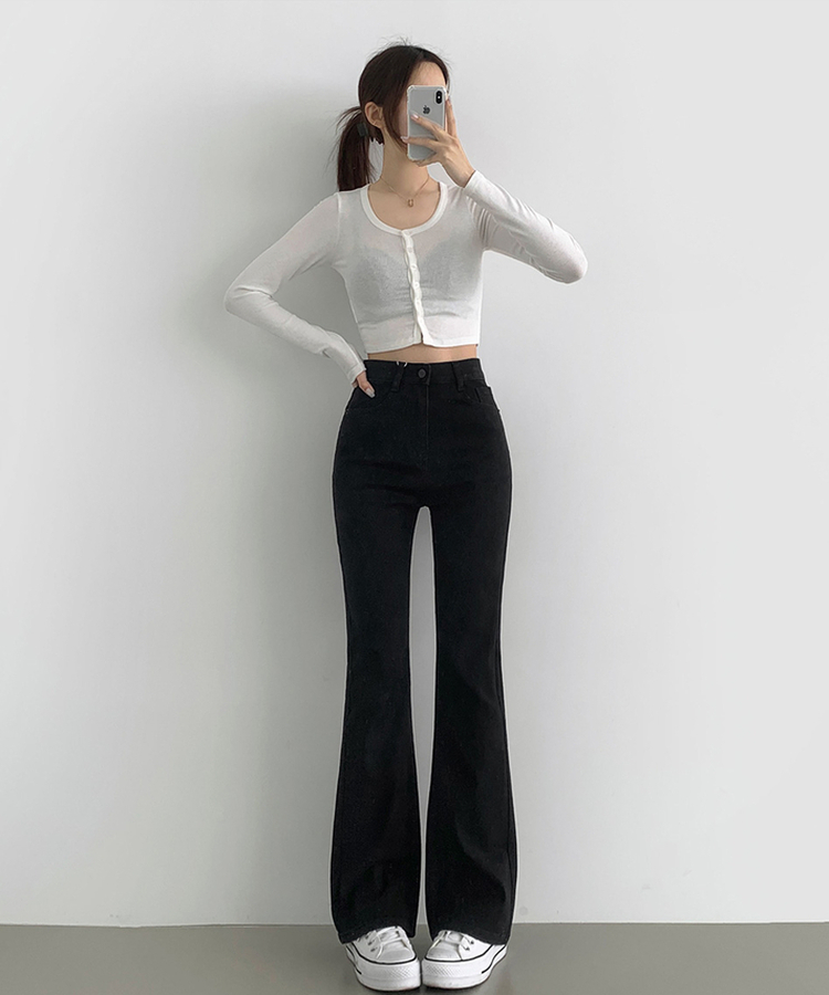 2XL일자 부츠컷 부담스럽지 않은 스판 데님팬츠 블랙