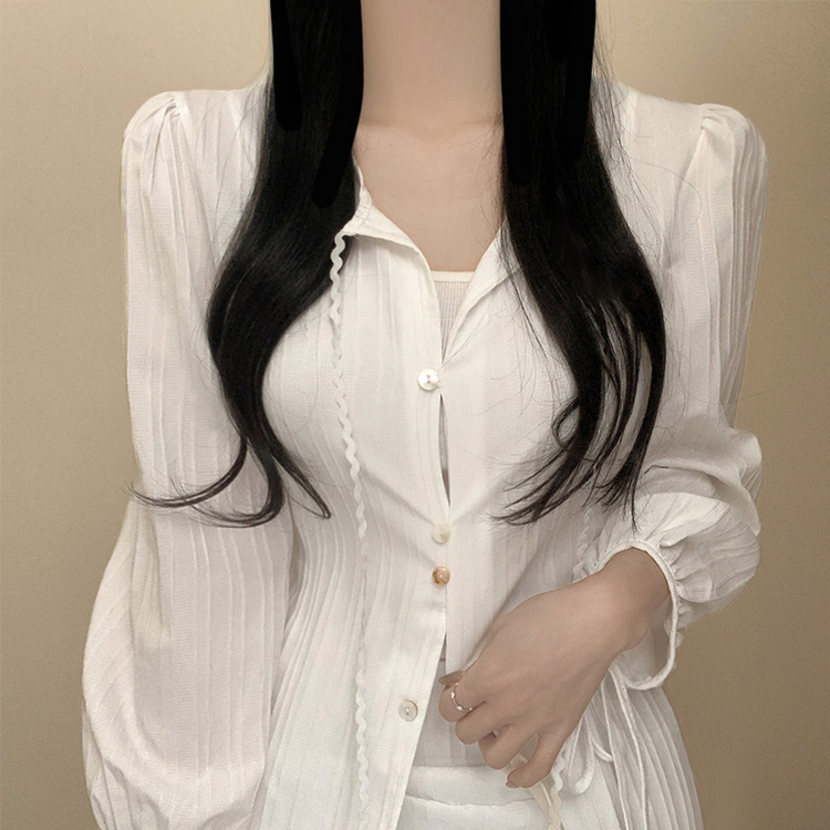 【SET】レースリボンブラウス ミニスカート WHITE