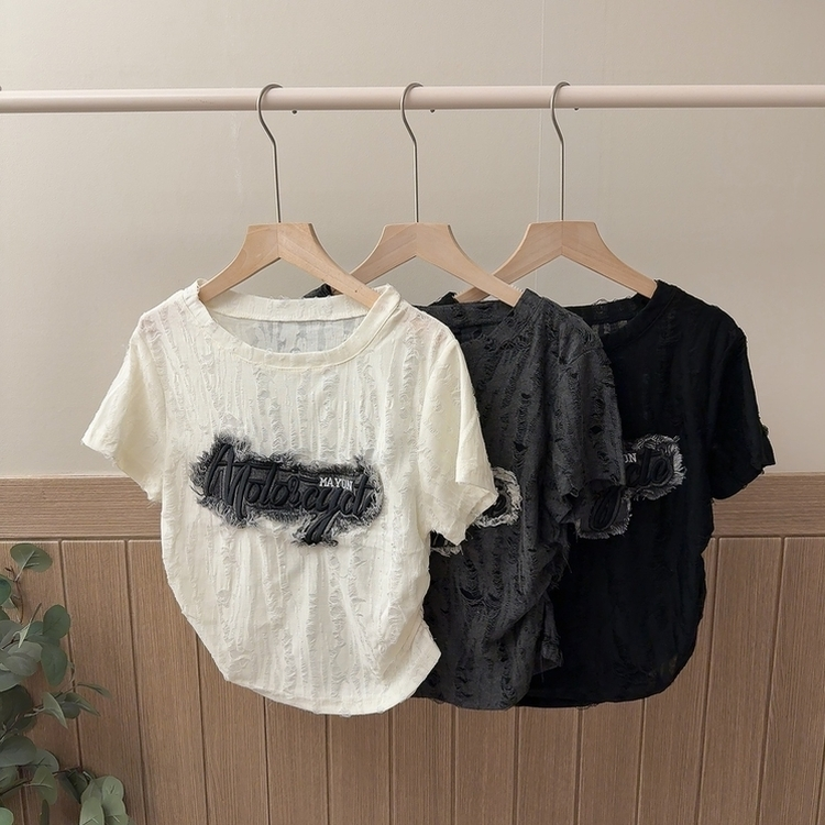ダメージパクロップシャーリング半袖Tシャツ