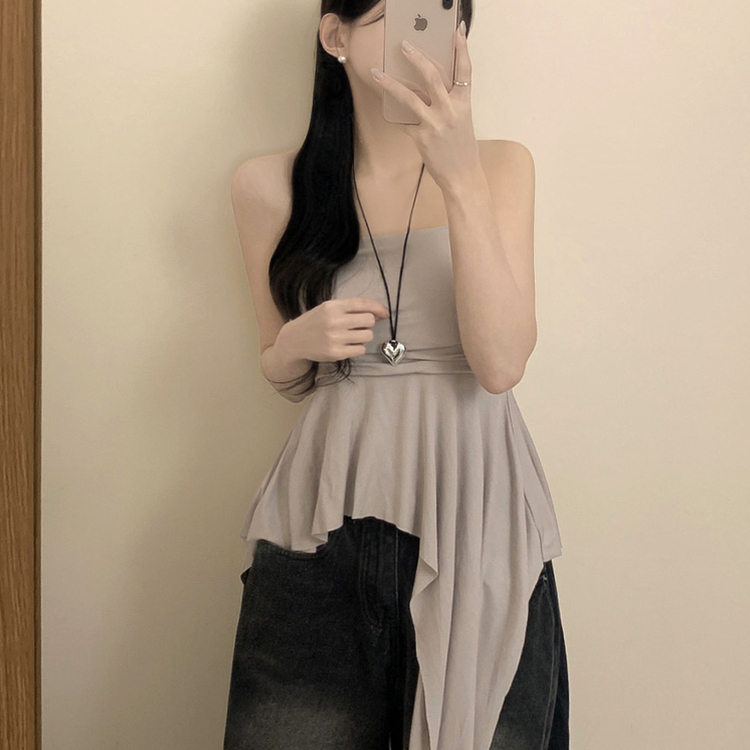 【カップ付き】ロングテールキャミソールブラウス BEIGE