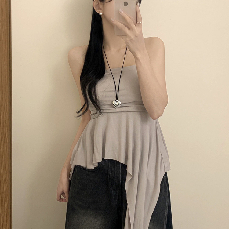 【カップ付き】ロングテールキャミソールブラウス BEIGE