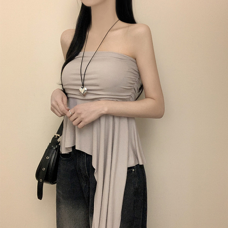 【カップ付き】ロングテールキャミソールブラウス BEIGE