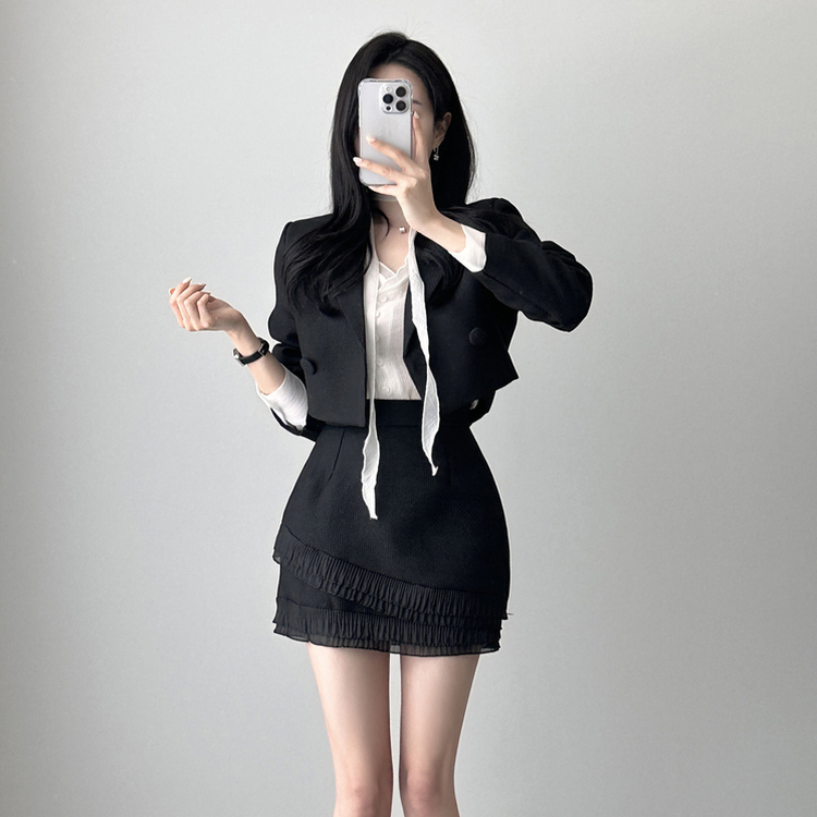 【マフラー付き】ロマンシースルーブラウス BLACK