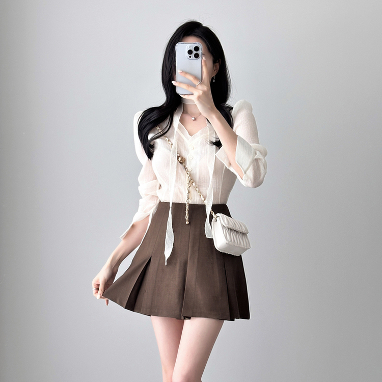 【マフラー付き】ロマンシースルーブラウス CREAM