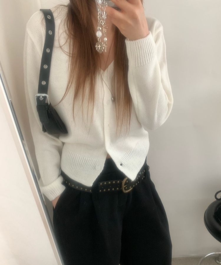 Vネッククロップカーディガン(6color) IVORY
