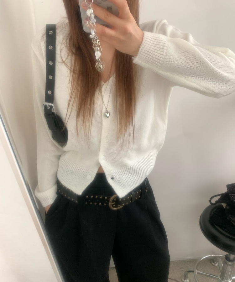 Vネッククロップカーディガン(6color) IVORY
