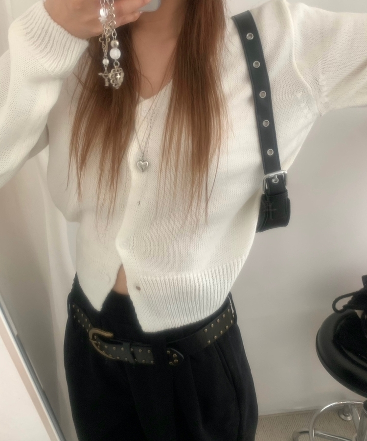 Vネッククロップカーディガン(6color) IVORY
