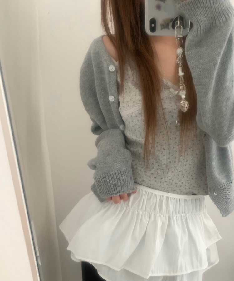 Vネッククロップカーディガン(6color) GREY