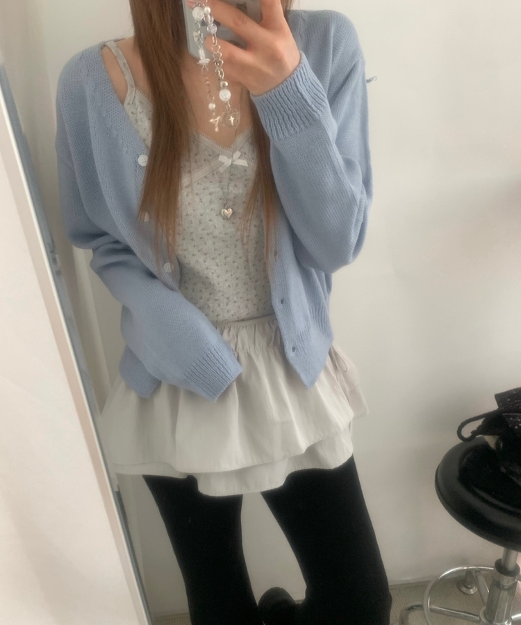 Vネッククロップカーディガン(6color) AQUA
