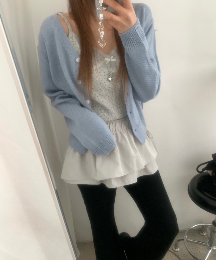 Vネッククロップカーディガン(6color) AQUA