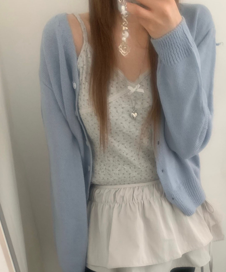 Vネッククロップカーディガン(6color) AQUA