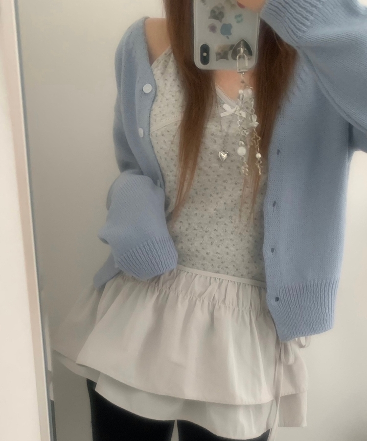 Vネッククロップカーディガン(6color) AQUA