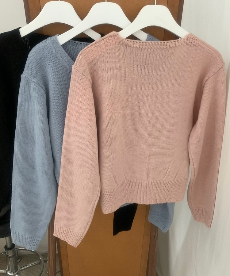 Vネッククロップカーディガン(6color)