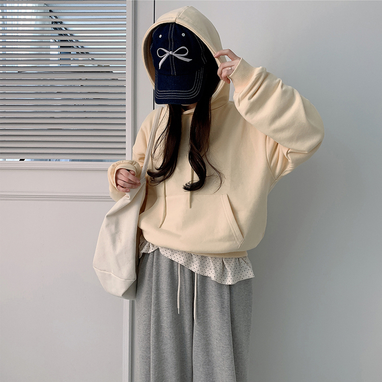 オーバーフィットベーシック無地フード(12color) LIGHT YELLOW