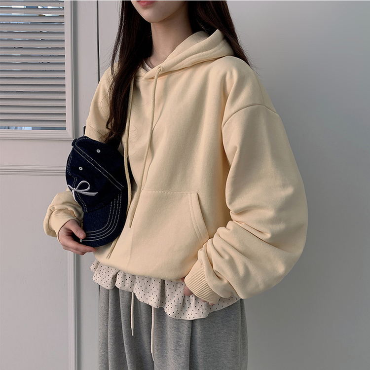 オーバーフィットベーシック無地フード(12color) LIGHT YELLOW