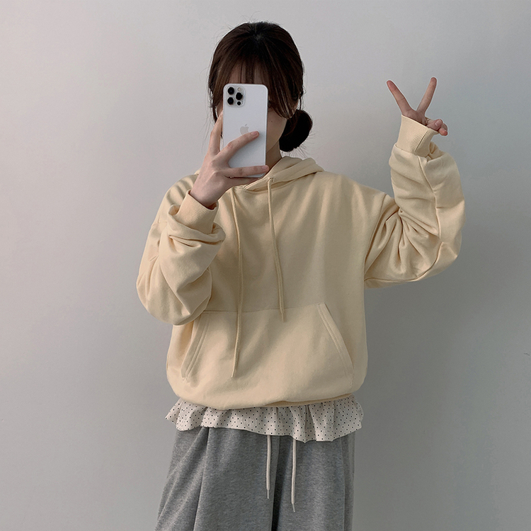 オーバーフィットベーシック無地フード(12color) LIGHT YELLOW