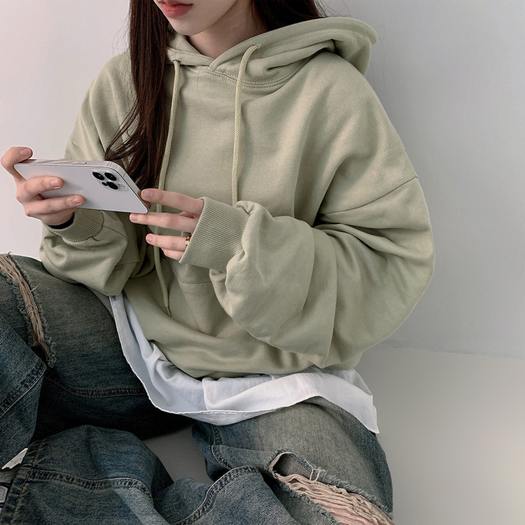 オーバーフィットベーシック無地フード(12color) LIGHT GREEN
