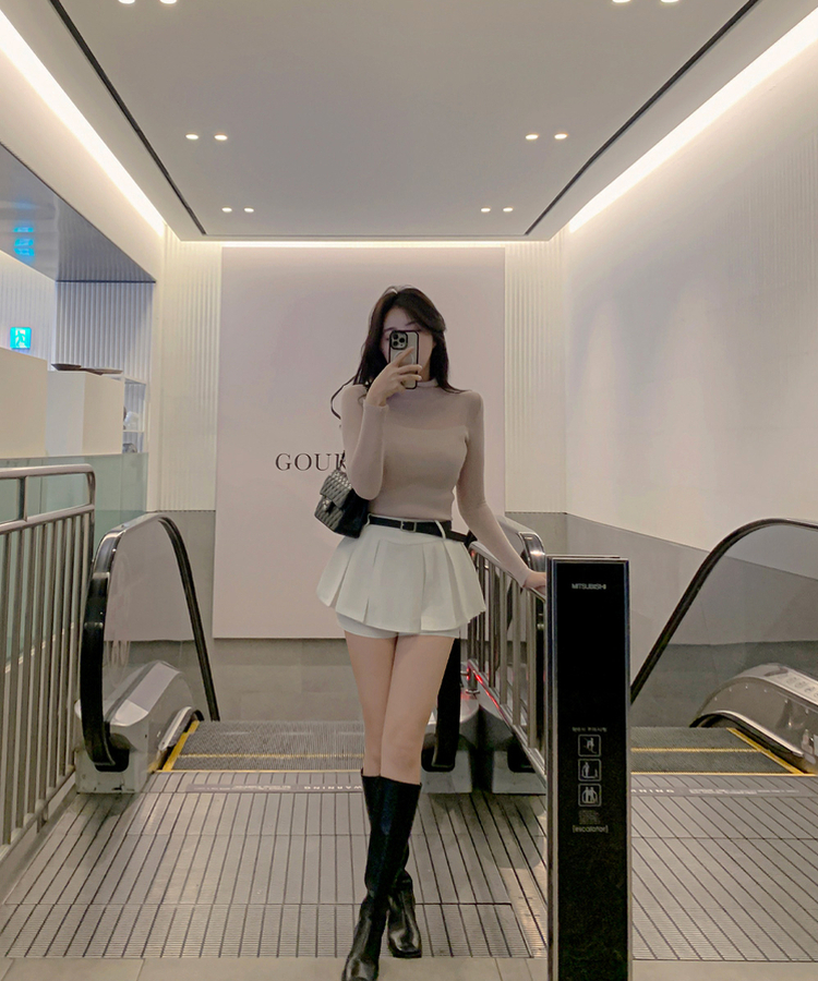シースルーハーフネックニット PINK