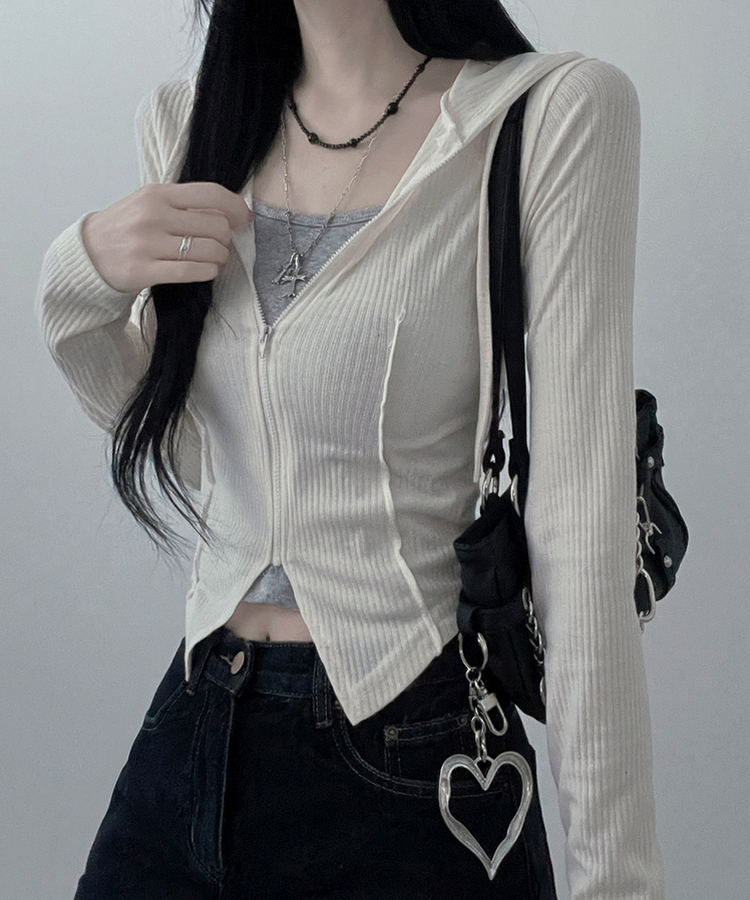 アンバランスフードジップアップ IVORY