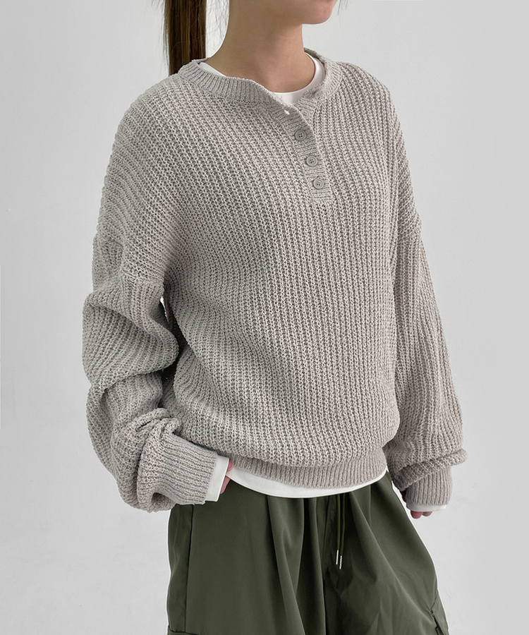 カラーボカシボタンニット BEIGE