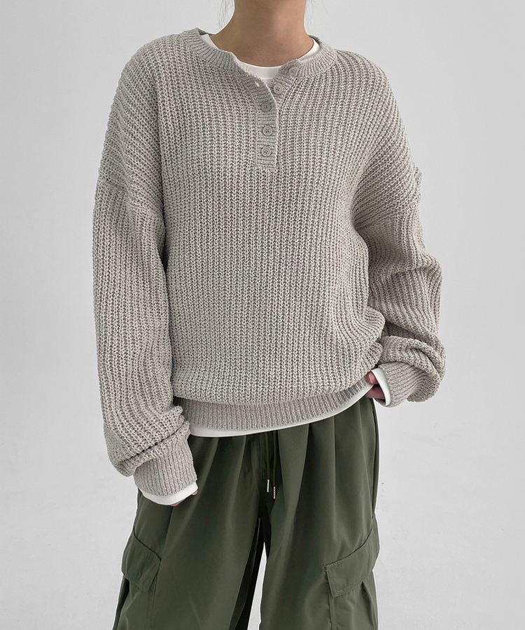 カラーボカシボタンニット BEIGE