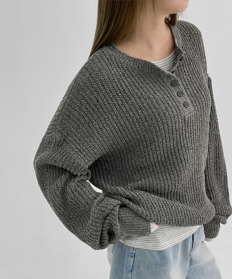 カラーボカシボタンニット CHARCOAL